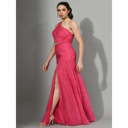 Sunanta Madaan Pinked Up - Ruching Gown with Side Cuts And Slit in Pink Color