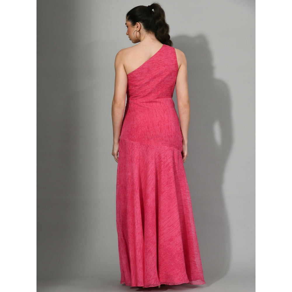 Sunanta Madaan Pinked Up - Ruching Gown with Side Cuts And Slit in Pink Color