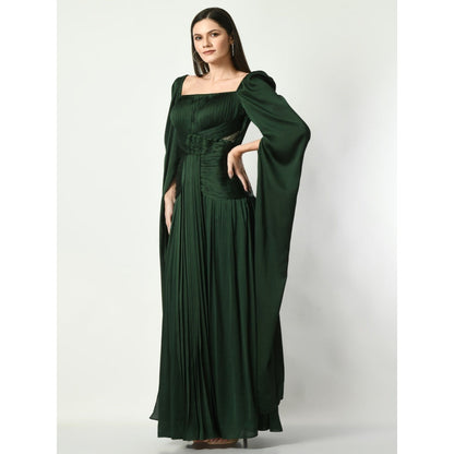 Sunanta Madaan Unspoken Beauty - Ruching Gown in Bottle Green Color
