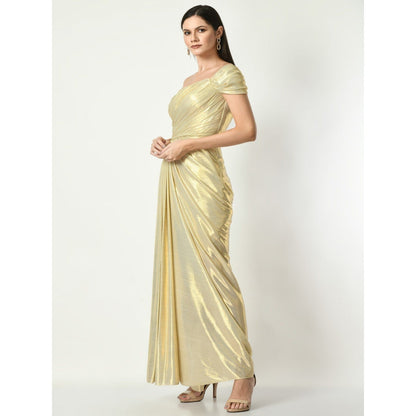 Sunanta Madaan Golden Glitz N Glam Draped Gown in Golden Color