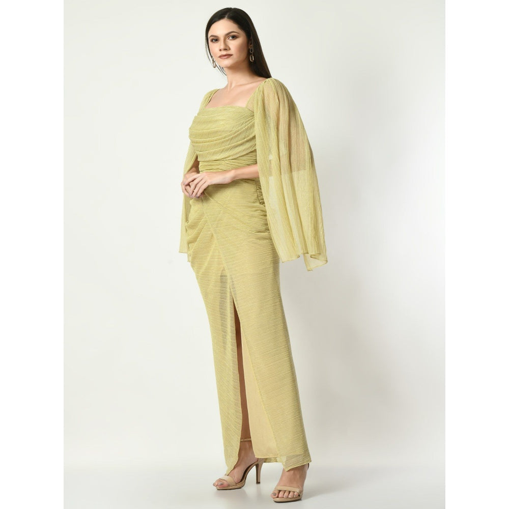 Sunanta Madaan Golden Bling Ring Cowl Draped Gown