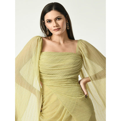 Sunanta Madaan Golden Bling Ring Cowl Draped Gown