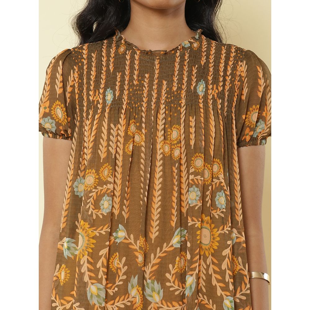 Label Ritu Kumar Round Neck Half Sleeves Printed Tunic