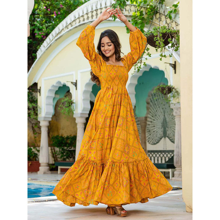Lavanya The Label Mustard Printed Dress