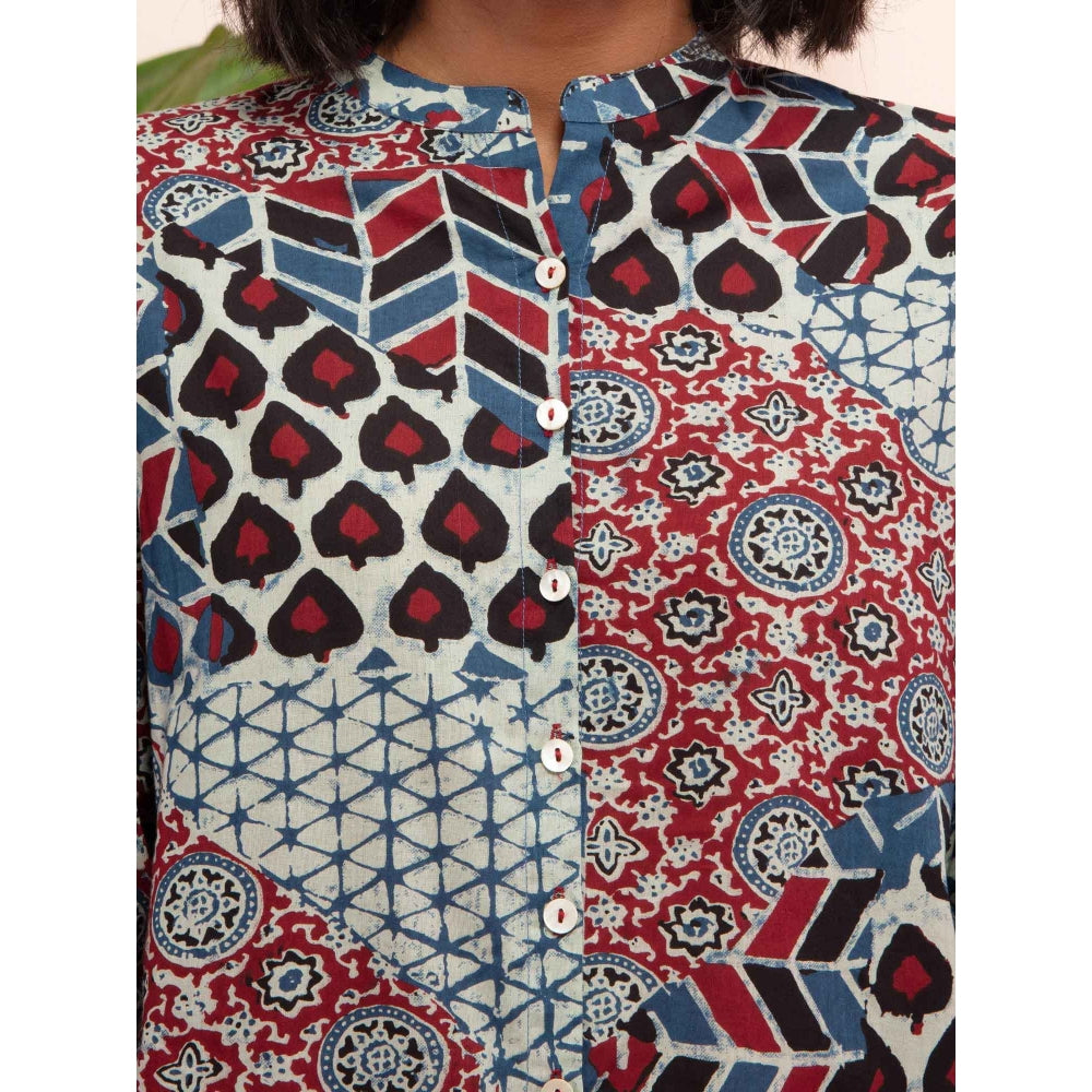 Likha Syaahi Indigo Patch Printed Short Tunic