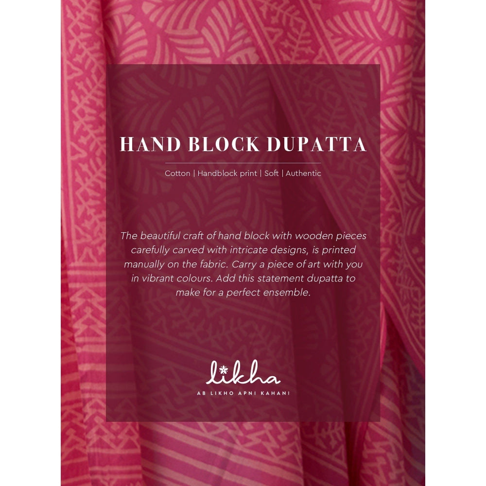 Likha Pink Hand Block Printed Dupatta