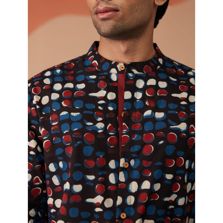 Likha Indigo Saga Black Multi-Color Hand Block Printed Full Sleeves Shirt