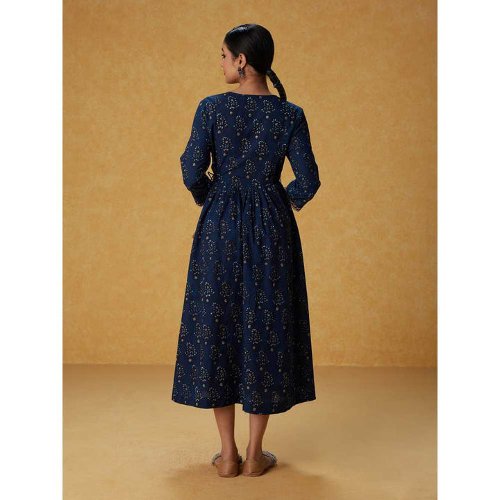 Likha Blue Indigo Saga Hand Block Print Dress (Set of 2)