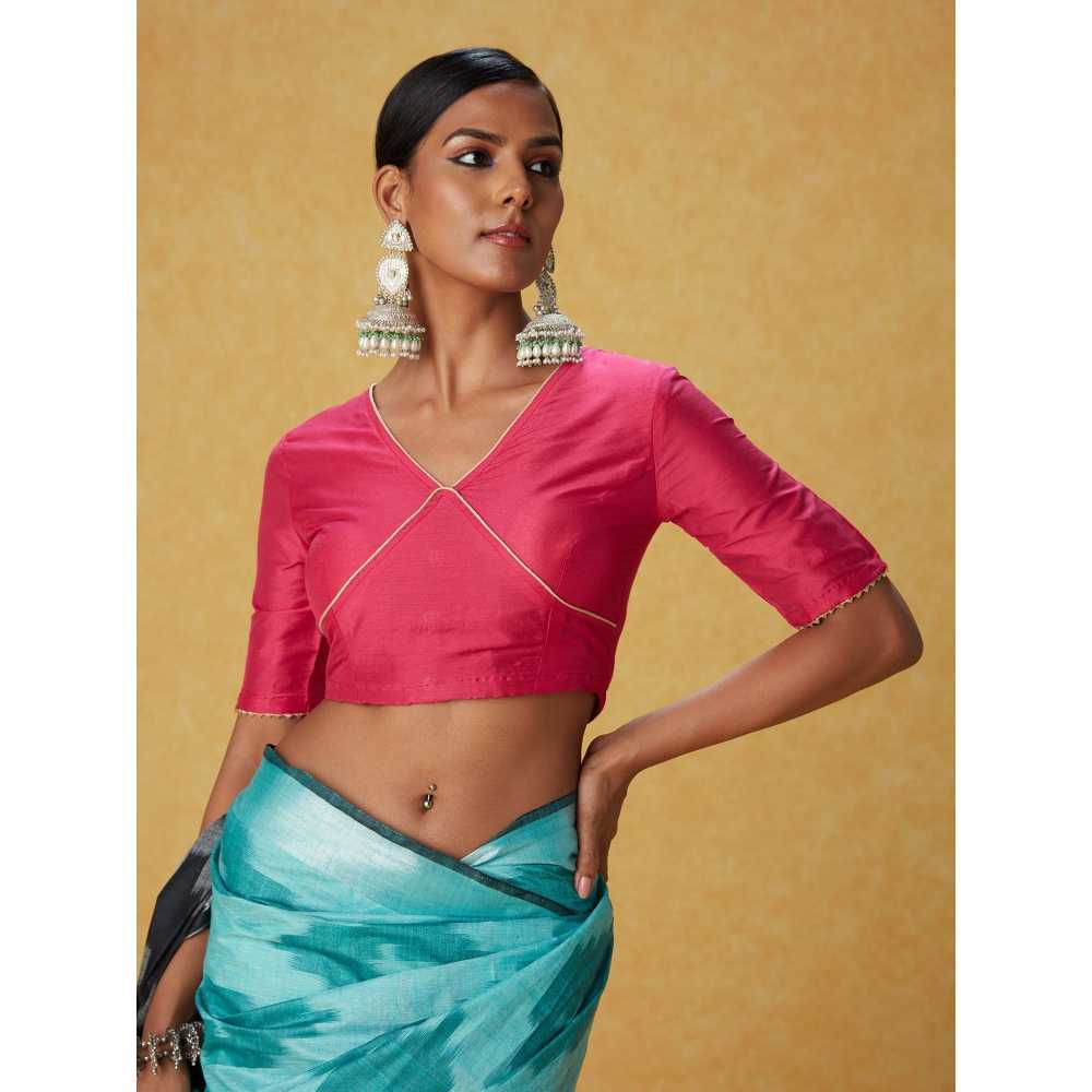 Likha Pink Solid Half Sleeves Blouse with Gota Work