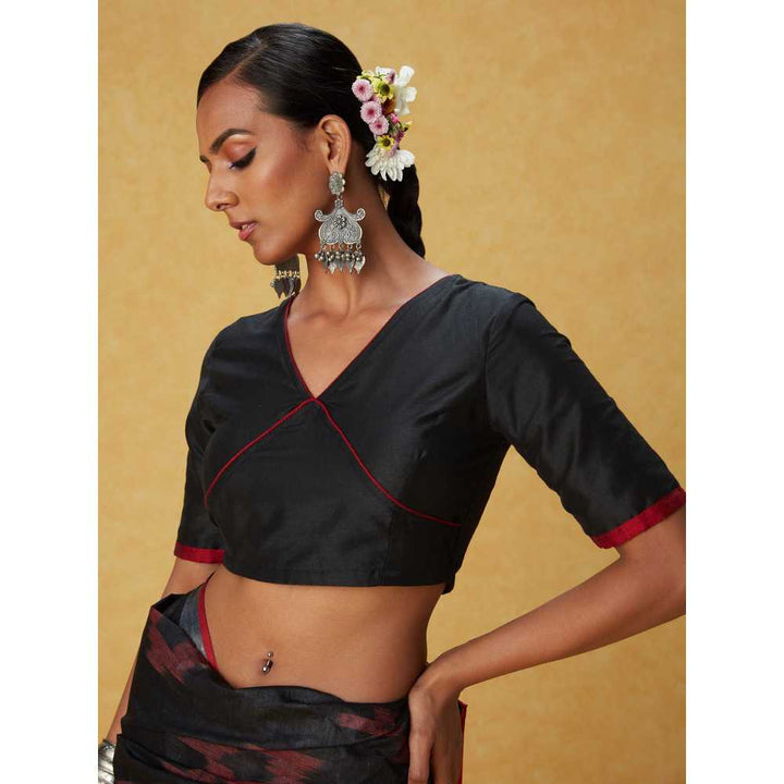Likha Black Solid Half Sleeves Blouse with Gota Work