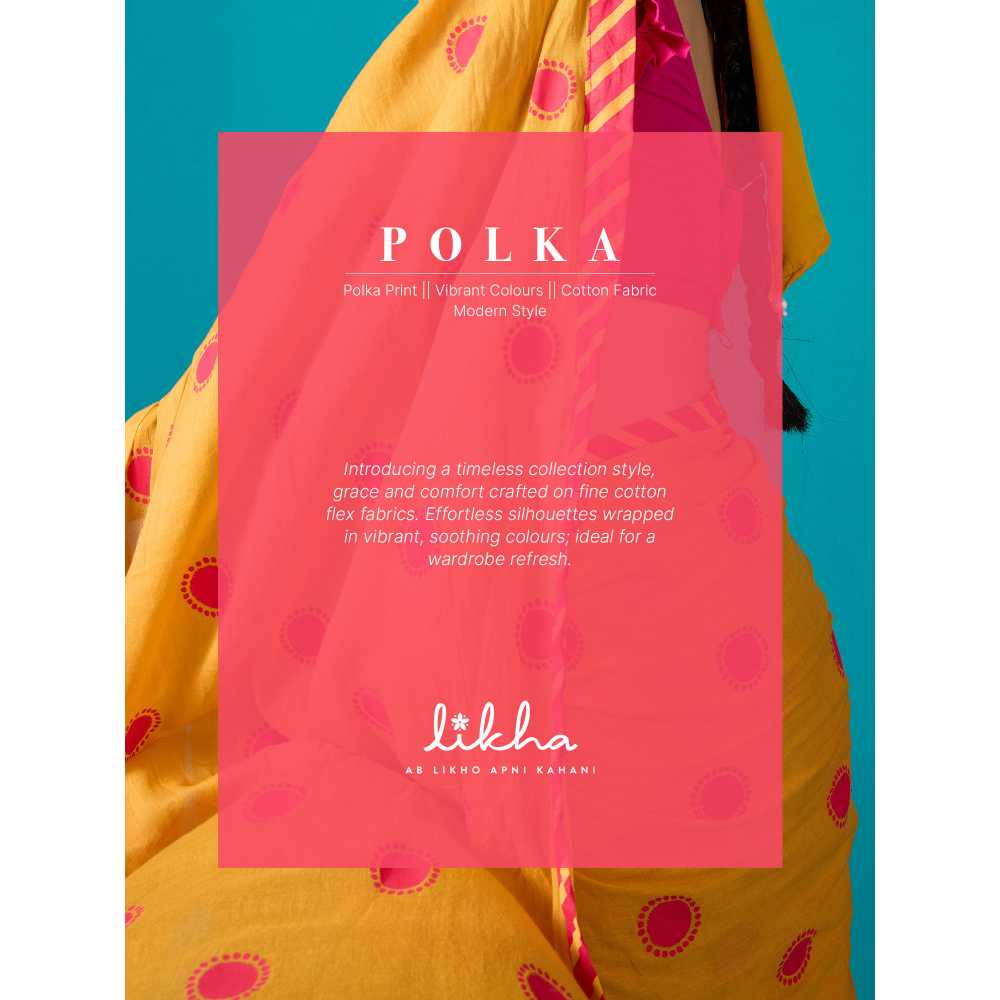 Likha Polka Dots Cotton Flex Mustard Printed Half Sleeve Casual Shirt