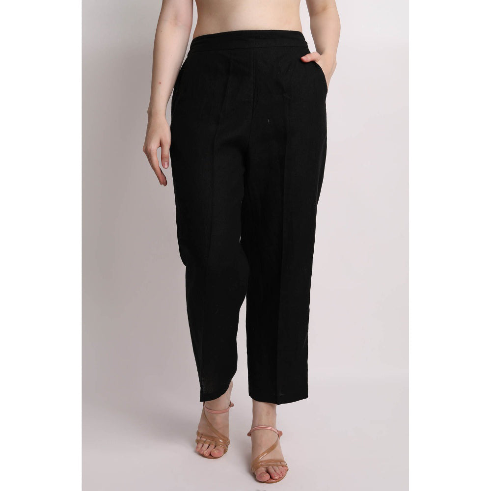 Linen Bloom Black Solid Pant