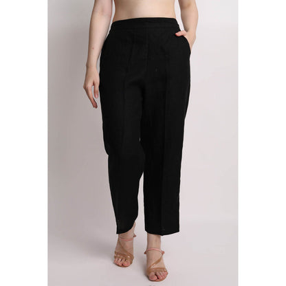 Linen Bloom Black Solid Pant