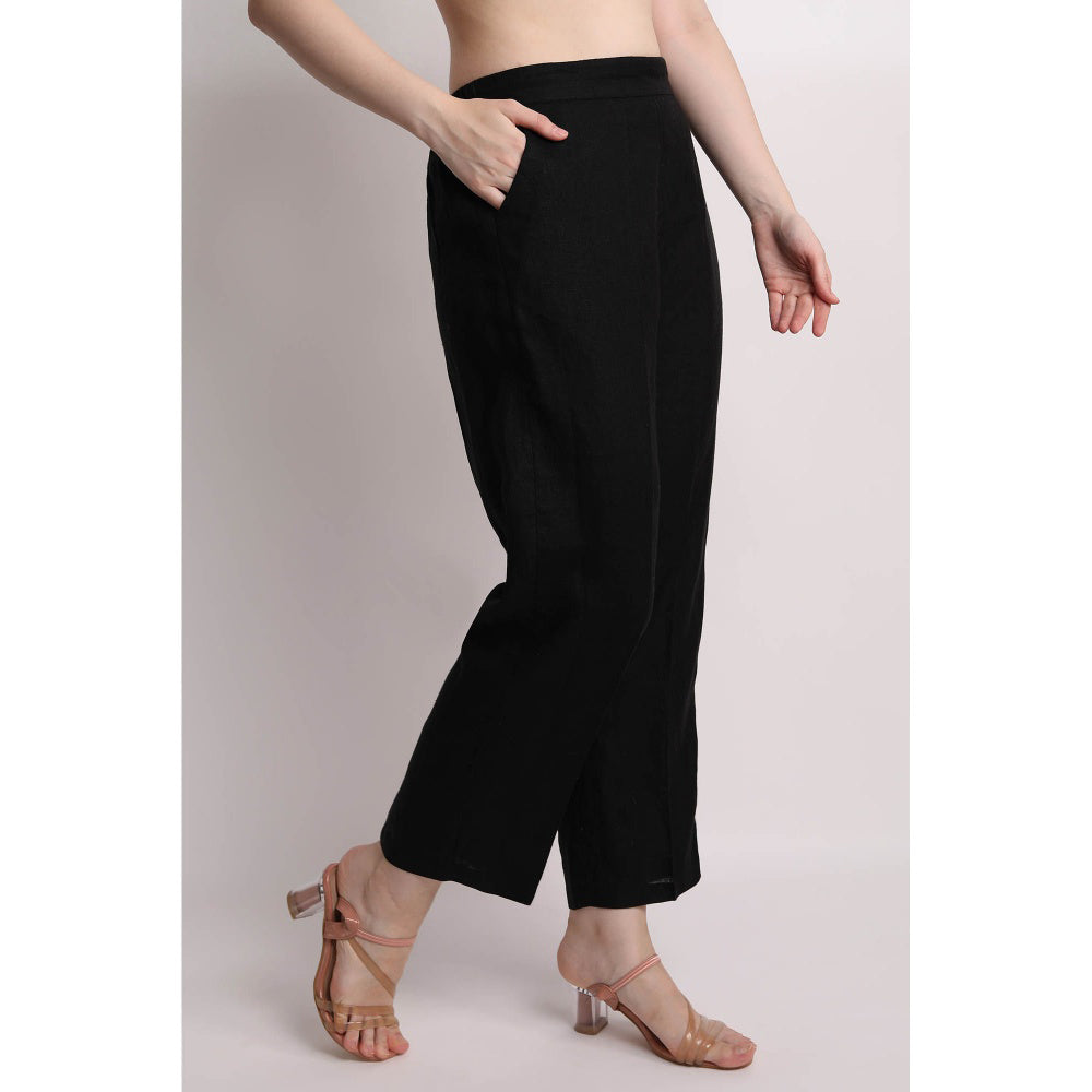 Linen Bloom Black Solid Pant