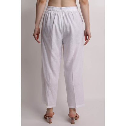 Linen Bloom Solid White Pant