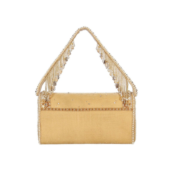 Lovetobag Amara Clutche Peerless Gold Lustrous Silver with Handle