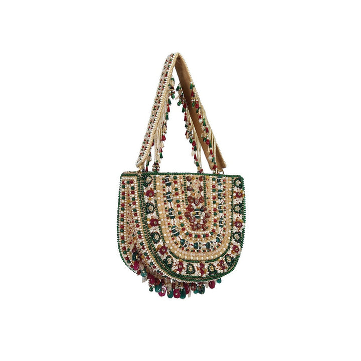 Lovetobag Amara Moon Clutch Ruby Red Emerald Green with Handle