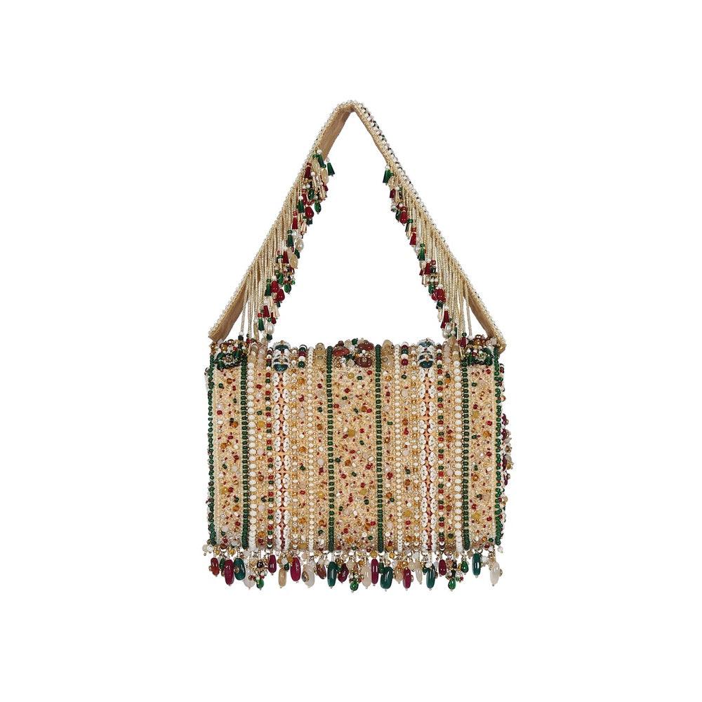 Lovetobag Amara Flapover Clutch Ruby Red Emerald Green with Handle