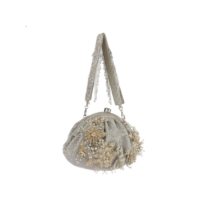 Lovetobag Esme Soft Pouch Lustrous Silver with Handle