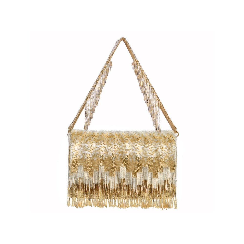 Lovetobag Firante Flapover Clutch Peerless Gold Lustrous with Handle