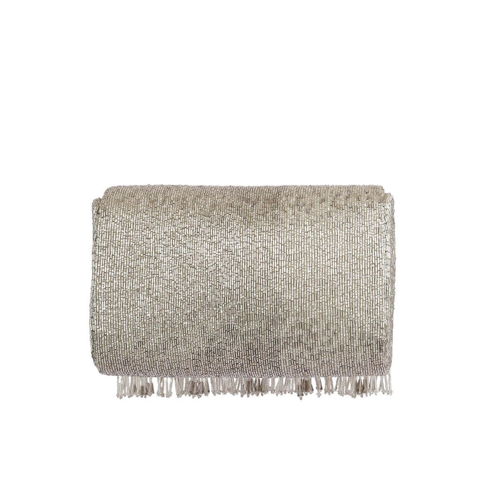 Lovetobag Firante Flapover Clutch Lustrous Silver with Handle