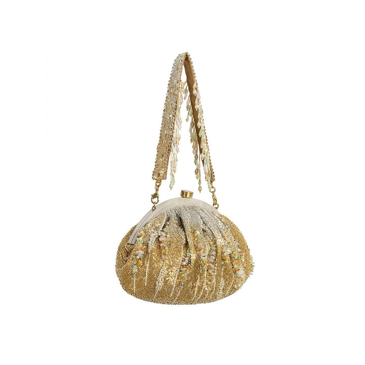 Lovetobag Nora Soft Pouch Peerless Gold Lustrous Silver with Handle