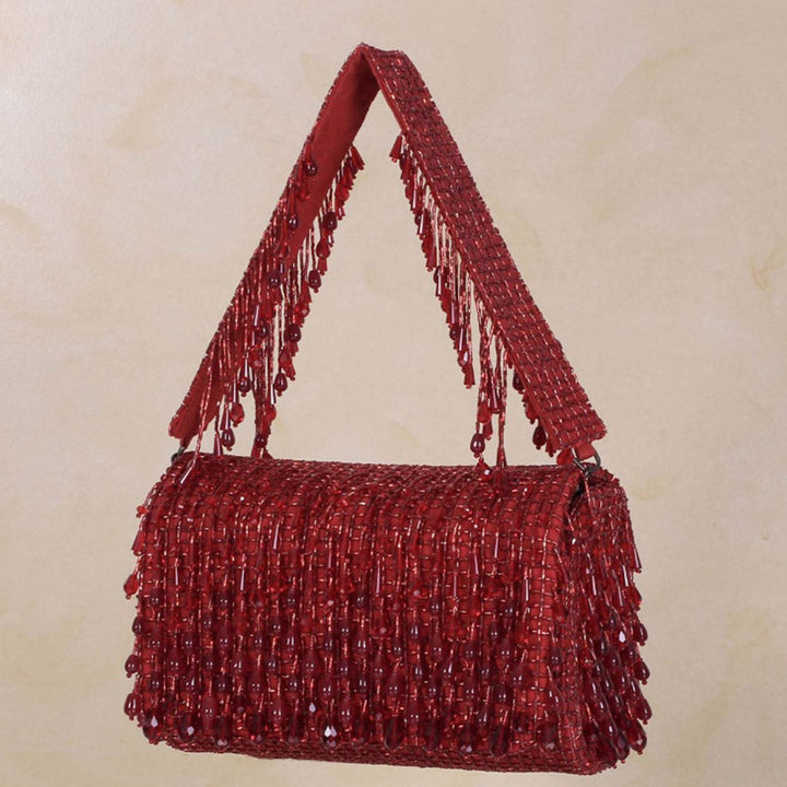 Lovetobag Opal Flapover Clutch Carnelian Red with Handle