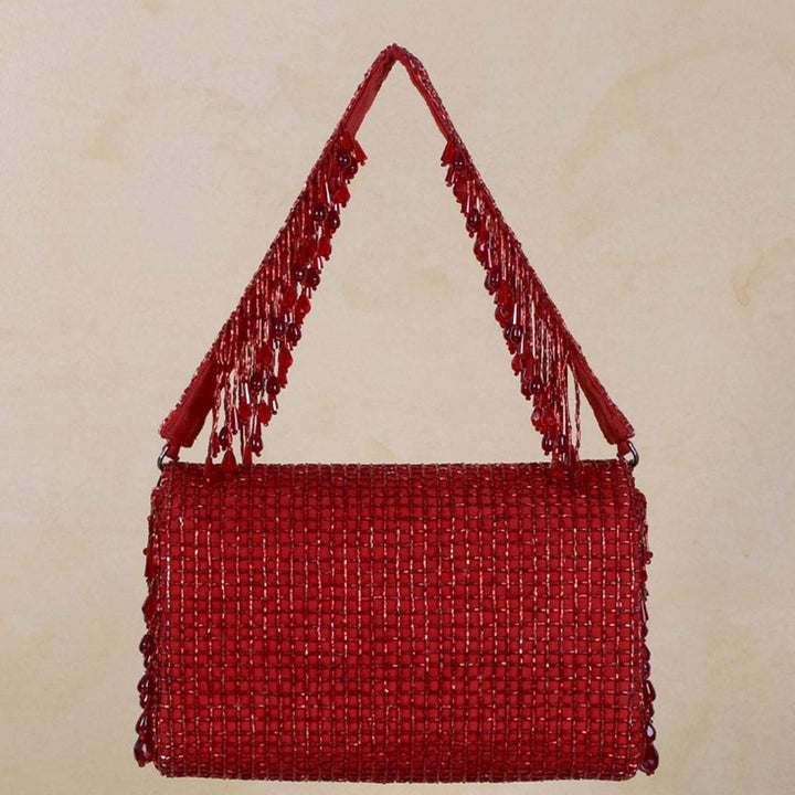 Lovetobag Opal Flapover Clutch Carnelian Red with Handle
