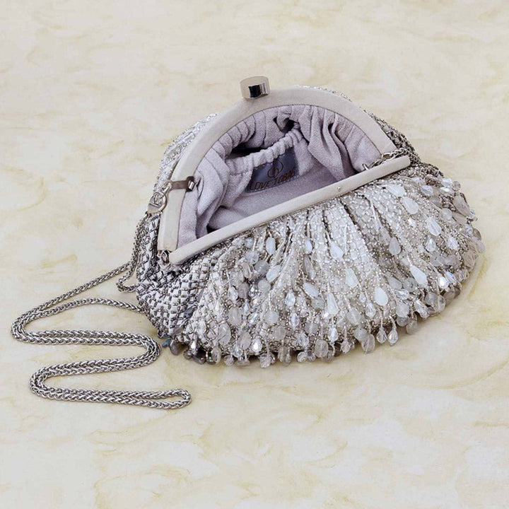 Lovetobag Opal Soft Pouch Lustrous Silver with Handle