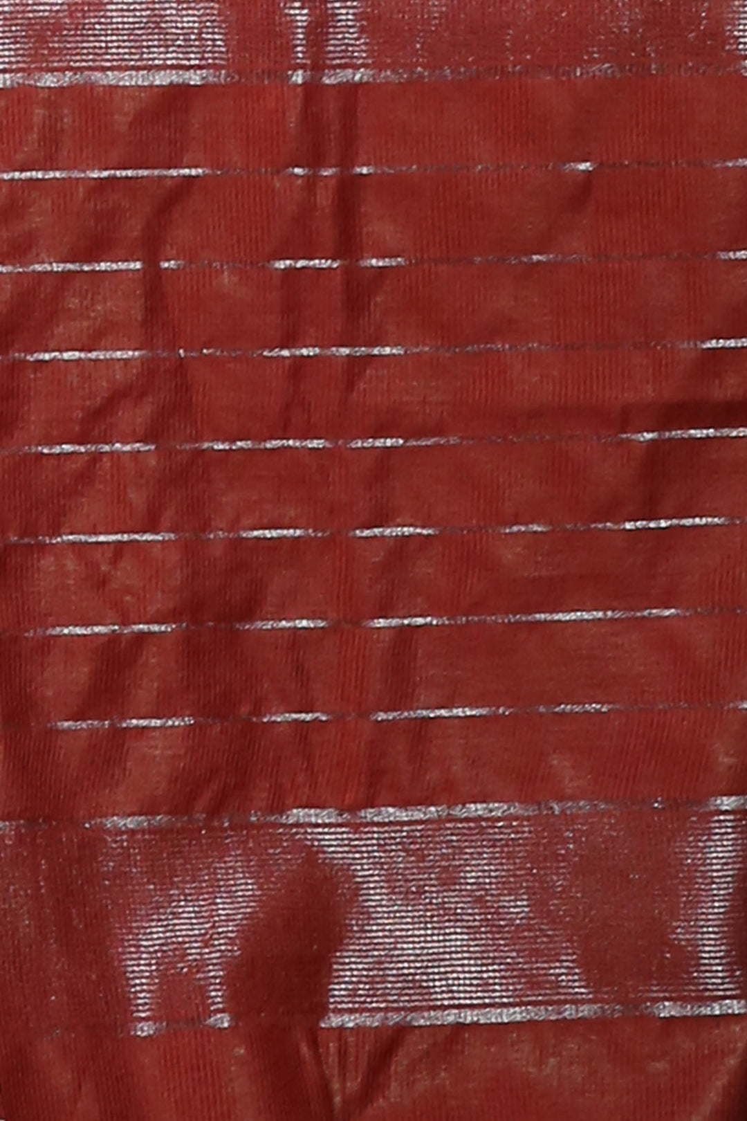 CHARUKRITI Garnet Red Blended Silk Saree with Temple Border and Unstitched Blouse