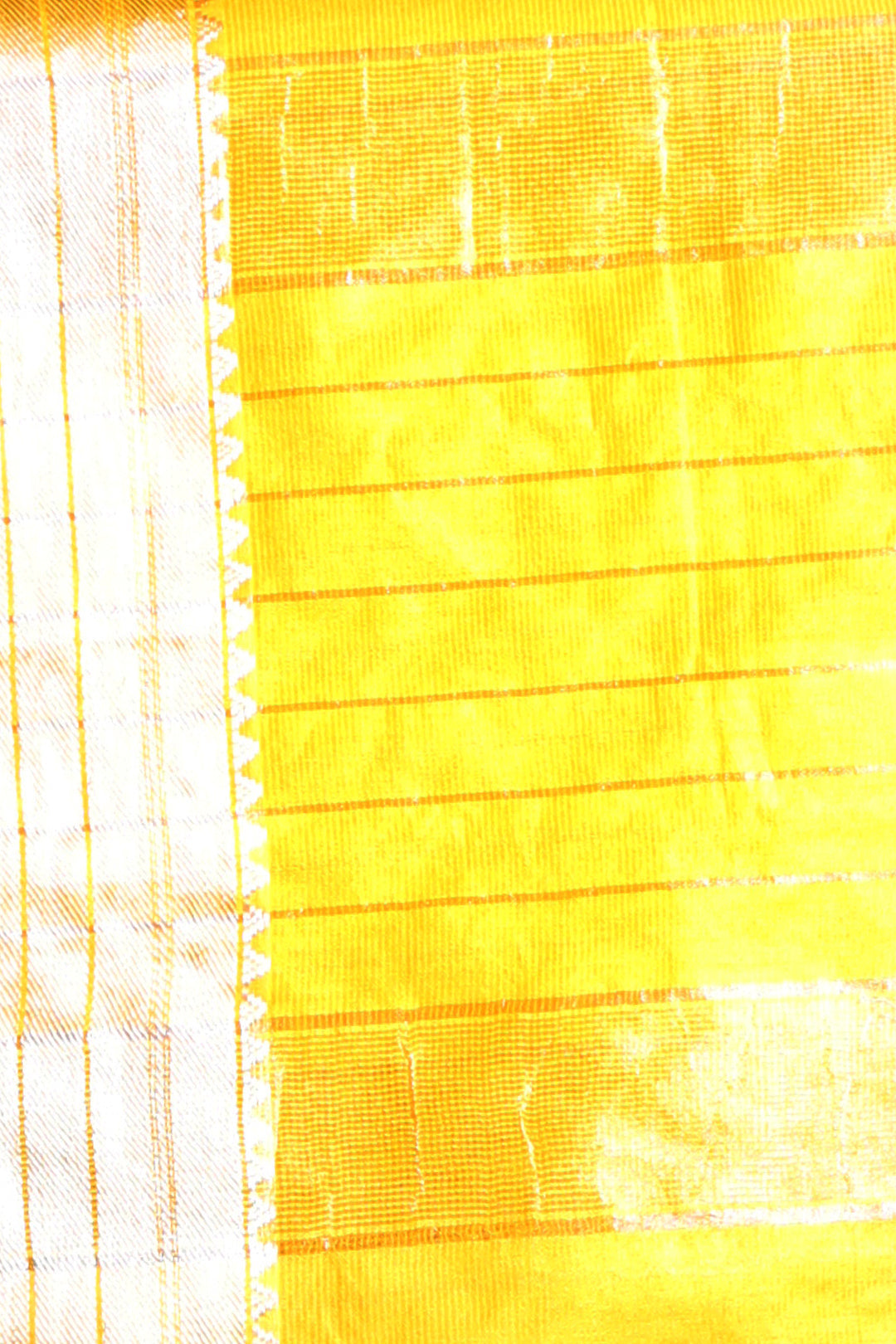 CHARUKRITI Yellow Blended Silk Saree with Temple Border and Unstitched Blouse