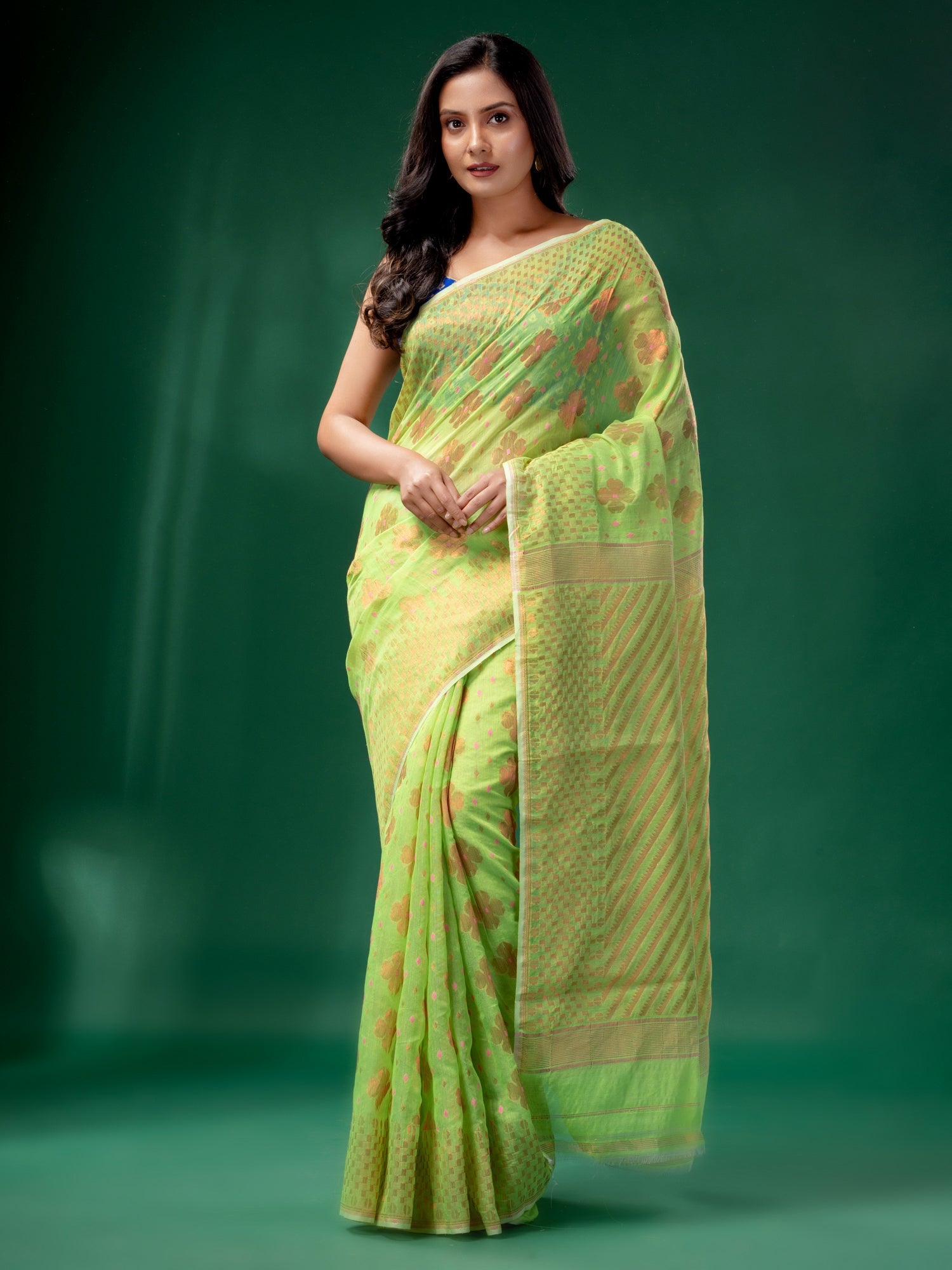 Cotton Dhakai jamdani saree