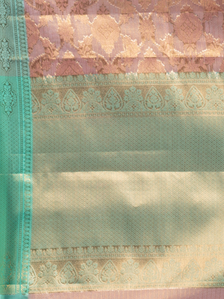 CHARUKRITI Light Pink Organza Kanjivaram Handwoven Saree with Zari Border with Unstitched Blouse