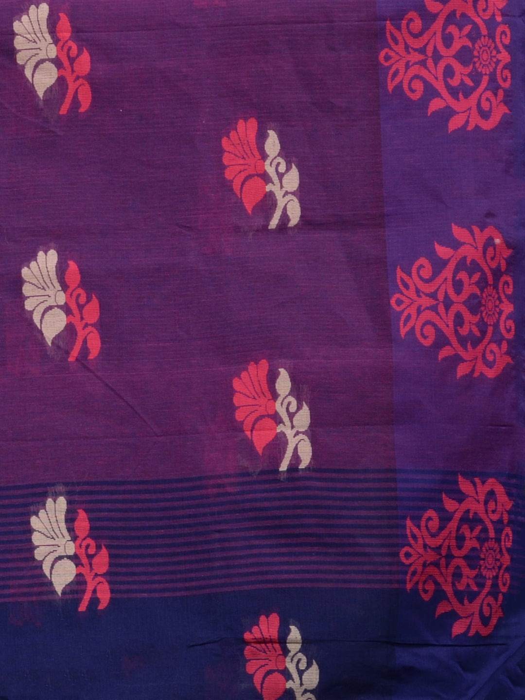 CHARUKRITI Navy Blue Pure Cotton Handwoven Soft Saree