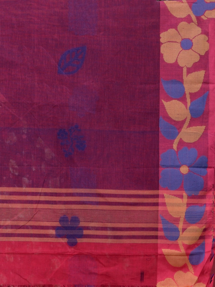 CHARUKRITI Fuchsia Pure Cotton Handwoven Soft Saree