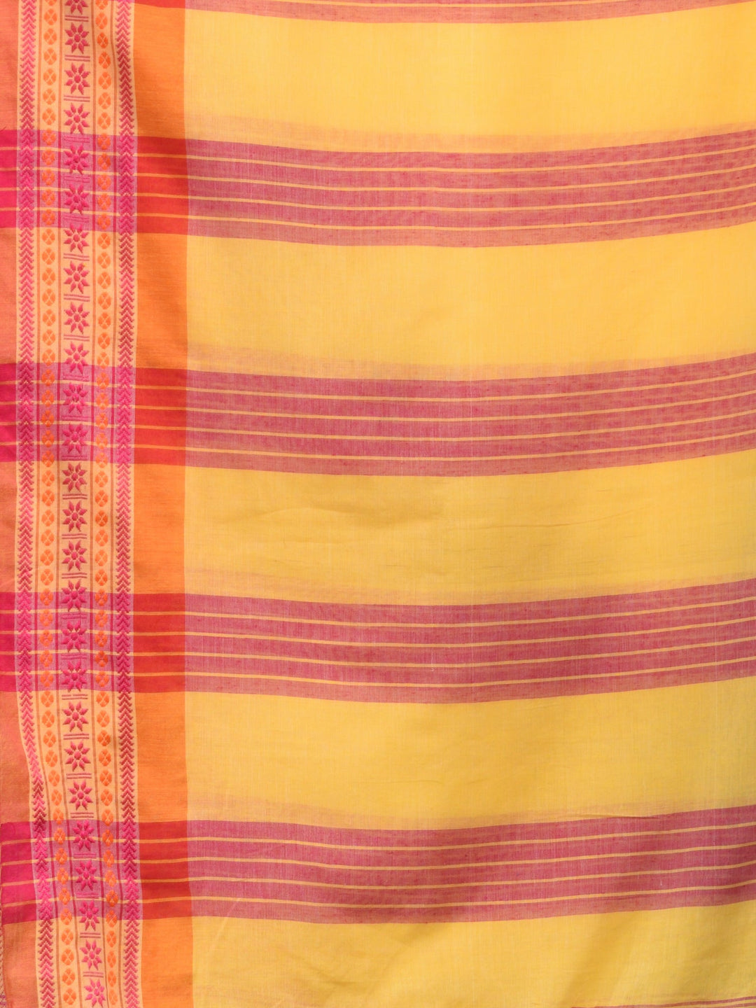 CHARUKRITI Yellow Cotton Soft Saree with Unstitched Blouse