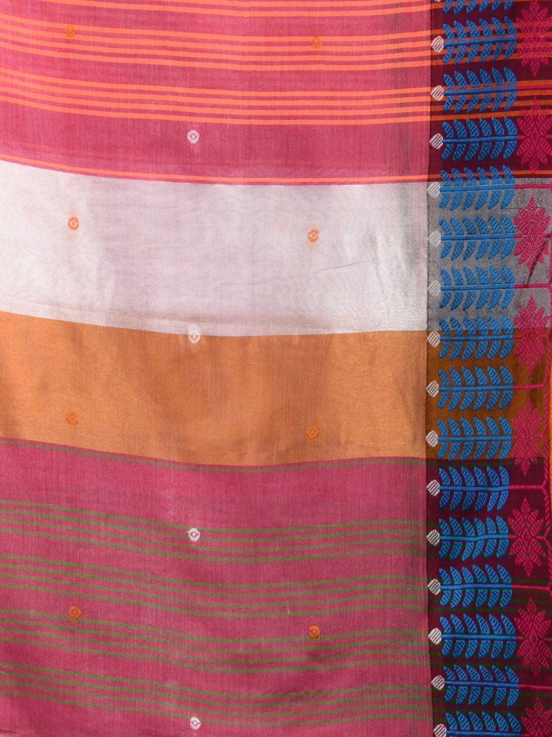 CHARUKRITI Fuchsia Handspun Cotton Soft Saree with Unstitched Blouse