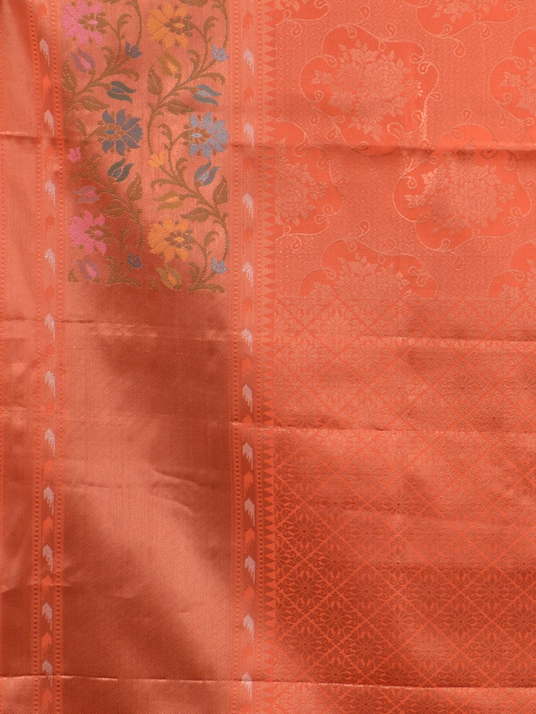 CHARUKRITI Orange Pure Silk Handwoven Soft Saree with Unstitched Blouse