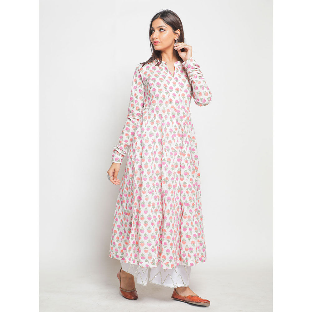 Maison Shefali Guldastan Rajasthani Neck Farshi Anarkali Kurta (Set of 2)