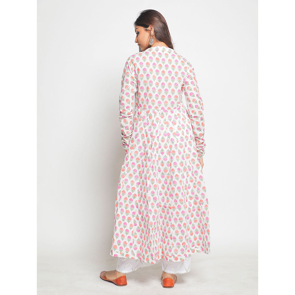 Maison Shefali Guldastan Rajasthani Neck Farshi Anarkali Kurta (Set of 2)
