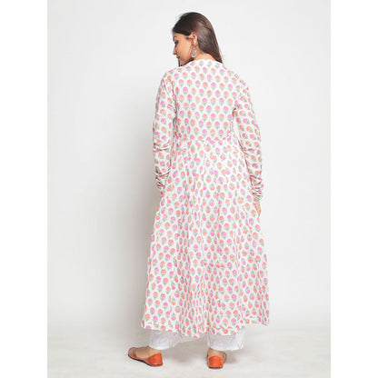Maison Shefali Guldastan Rajasthani Neck Farshi Anarkali Kurta (Set of 2)