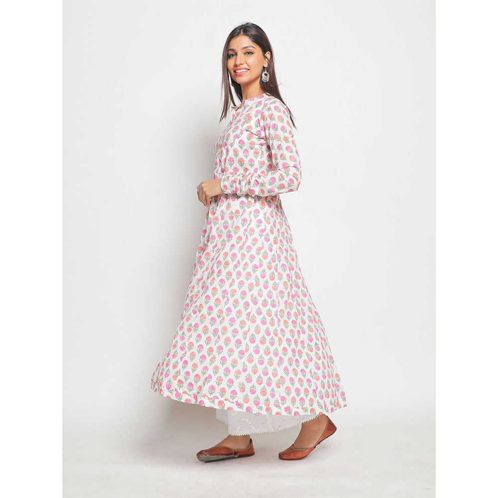 Maison Shefali Guldastan Rajasthani Neck Farshi Anarkali Kurta (Set of 2)
