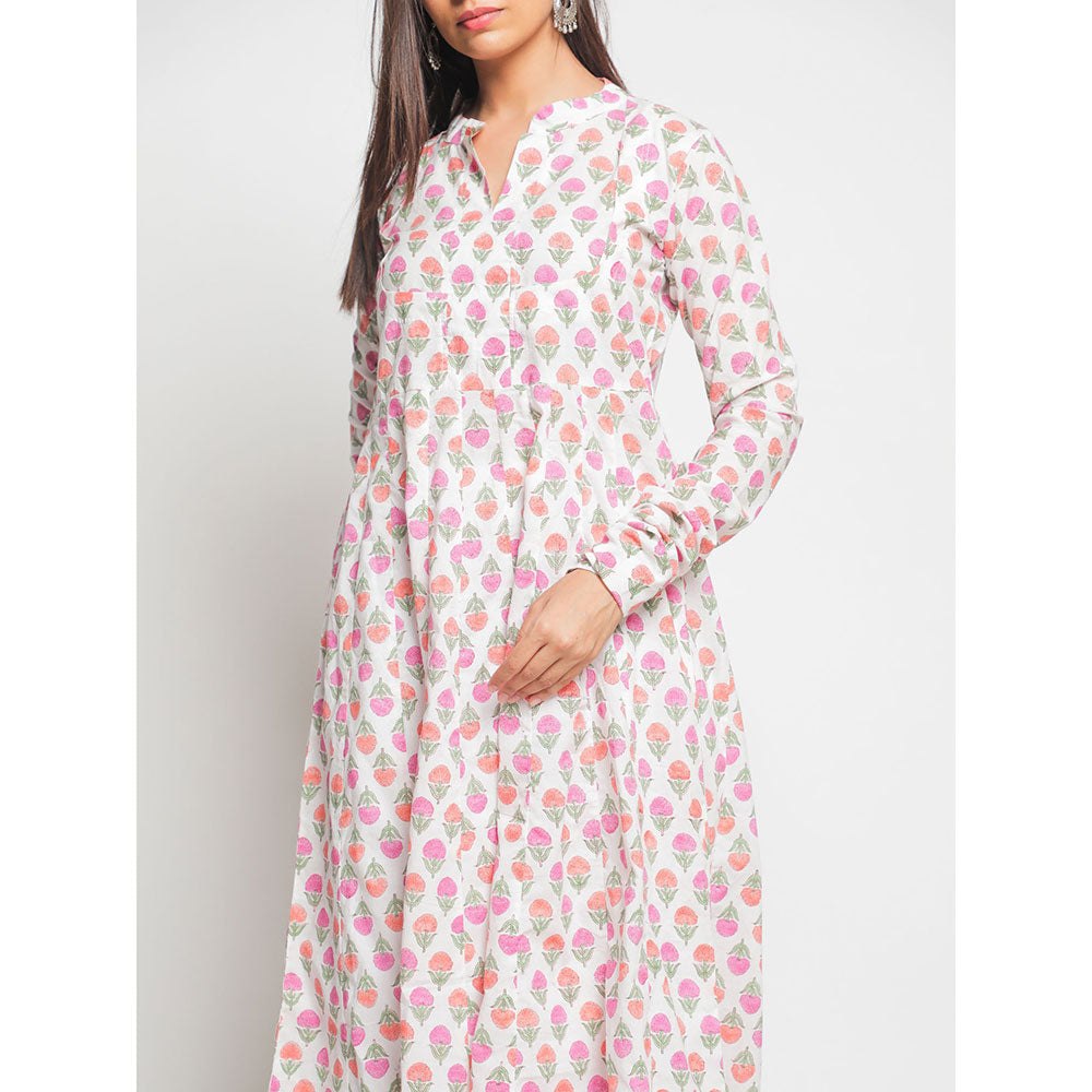 Maison Shefali Guldastan Rajasthani Neck Farshi Anarkali Kurta (Set of 2)