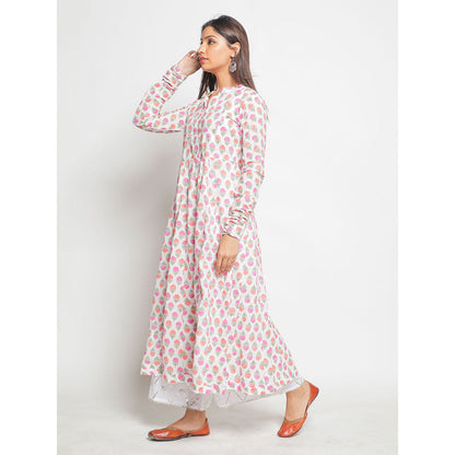 Maison Shefali Guldastan Rajasthani Neck Farshi Anarkali Kurta (Set of 2)