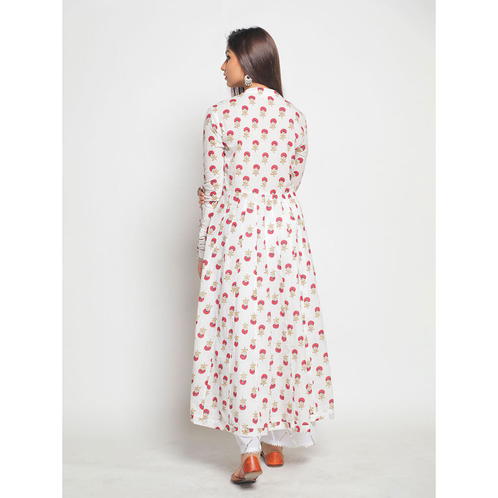 Maison Shefali Gainda Phool Rajasthani Neck Farshi Anarkali Kurta (Set of 2)