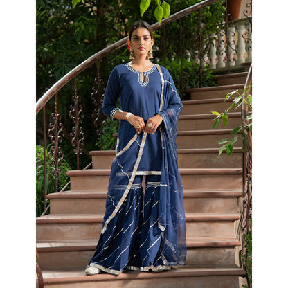 Maison Shefali Neela Kurti with Sharara and Dupatta (Set of 3)