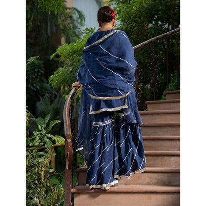 Maison Shefali Neela Kurti with Sharara and Dupatta (Set of 3)