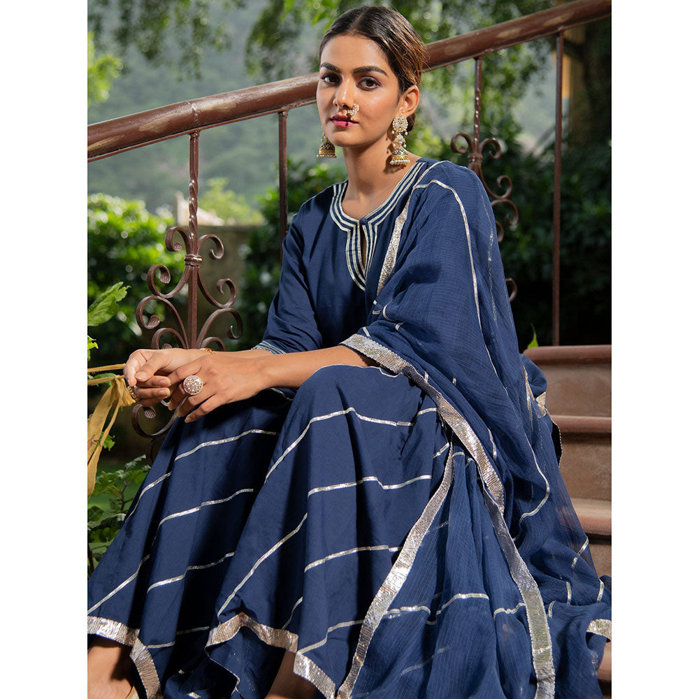 Maison Shefali Neela Kurti with Sharara and Dupatta (Set of 3)