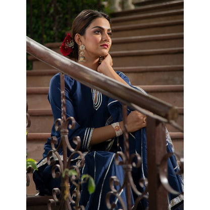 Maison Shefali Neela Kurti with Sharara and Dupatta (Set of 3)