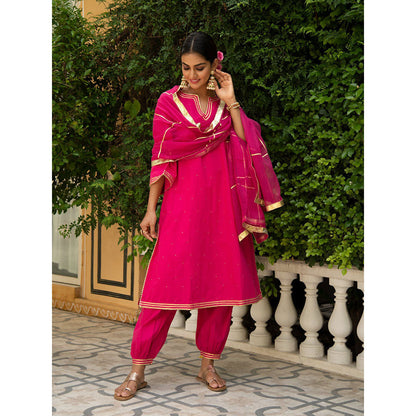 Maison Shefali Sindoori Gota Work Kurta with Salwar and Dupatta (Set of 3)